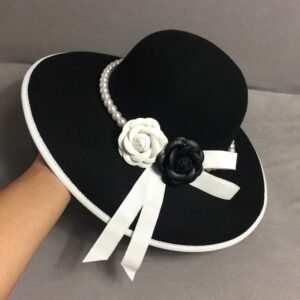 Black Pearl Flower Foldable Hat