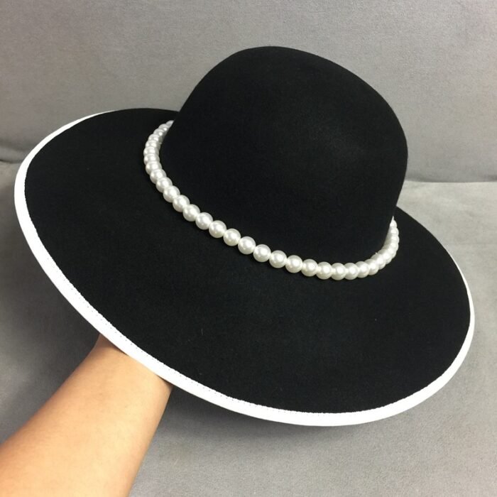 Black Pearl Flower Foldable Hat 2