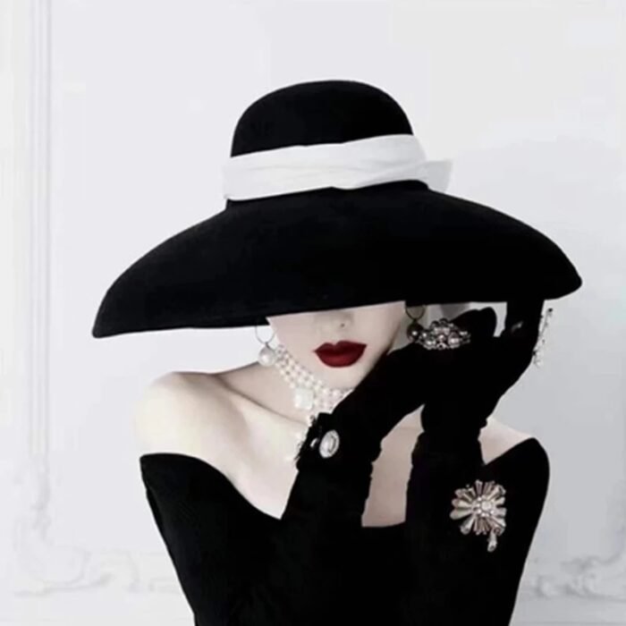 Black Pearl Flower Foldable Hat – style-4 7