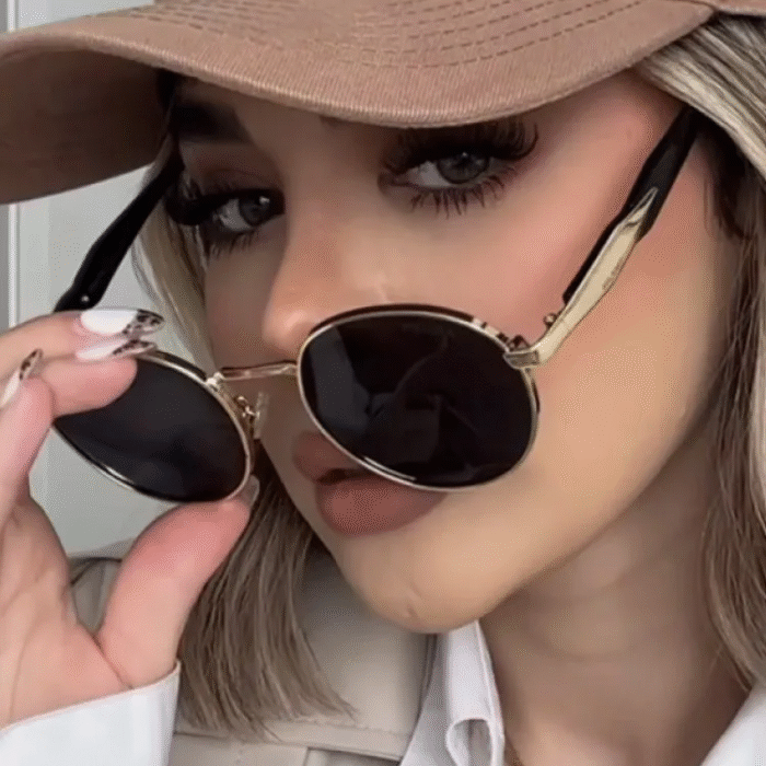 Round Side Gold Metal Sunglasses 3