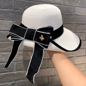 Wide Brim Beach Sun Knit Bow Hat