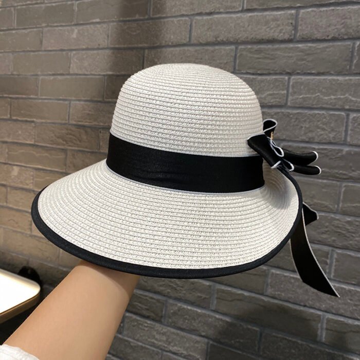 Wide Brim Beach Sun Knit Bow Hat 4