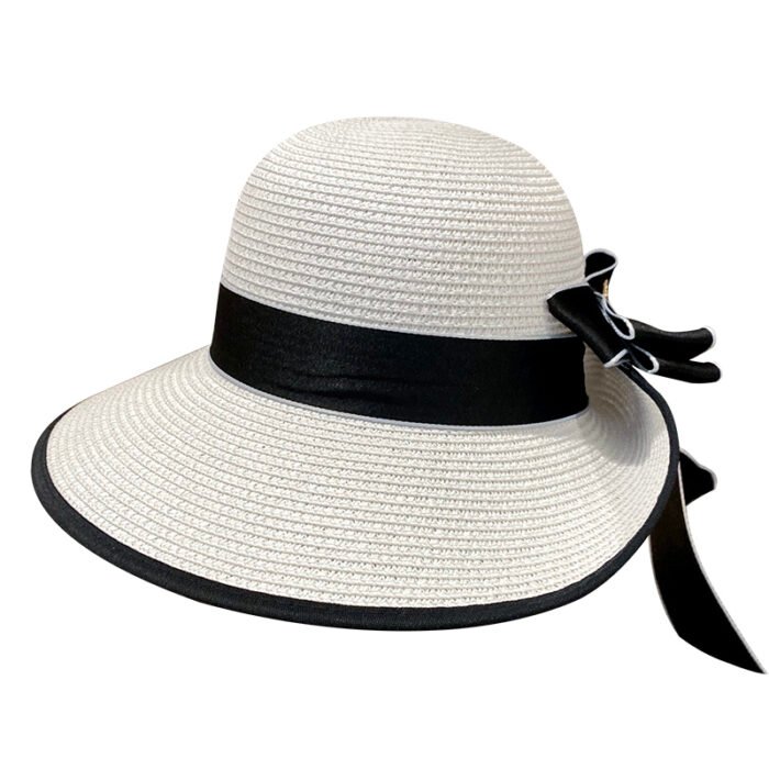 Wide Brim Beach Sun Knit Bow Hat 6