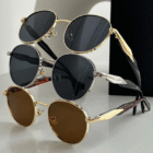 Round Side Gold Metal Sunglasses 4