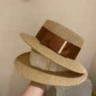 White Straw Flat Top Hat 1