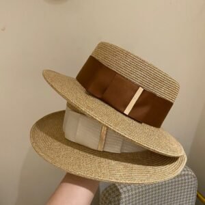 Wide Straw Flat Top Sun Hat