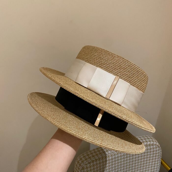 White Straw Flat Top Hat 2