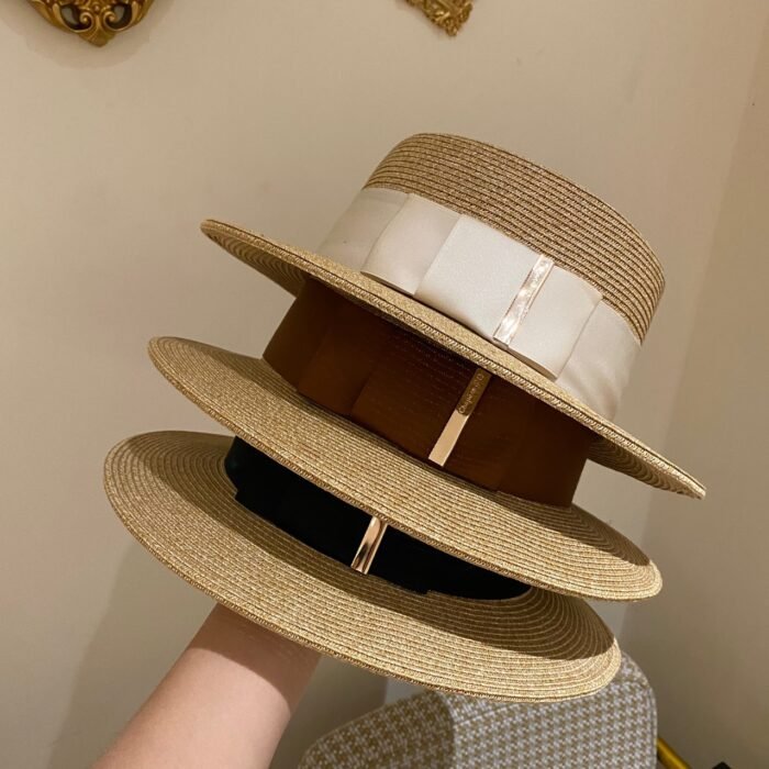 White Straw Flat Top Hat 3