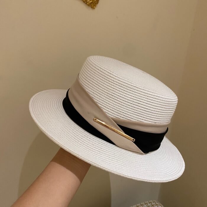 White Straw Flat Top Hat – 1 7