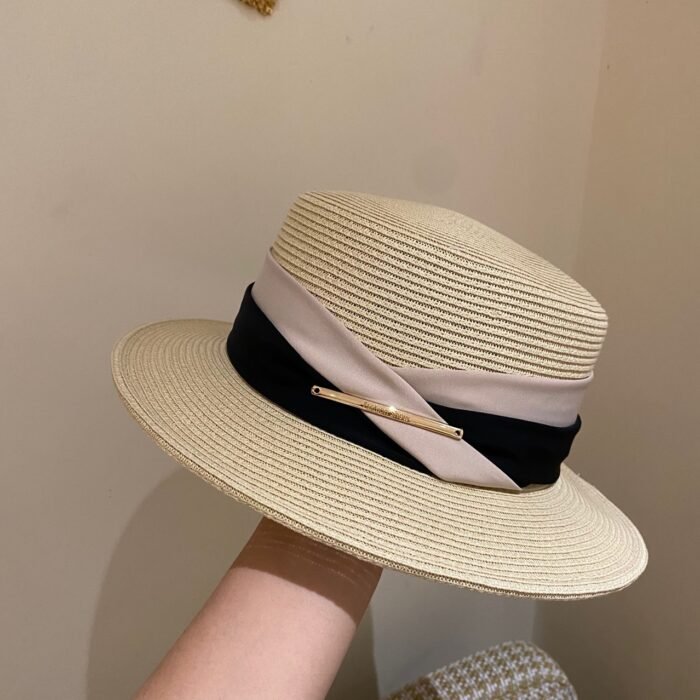 White Straw Flat Top Hat – 2 8