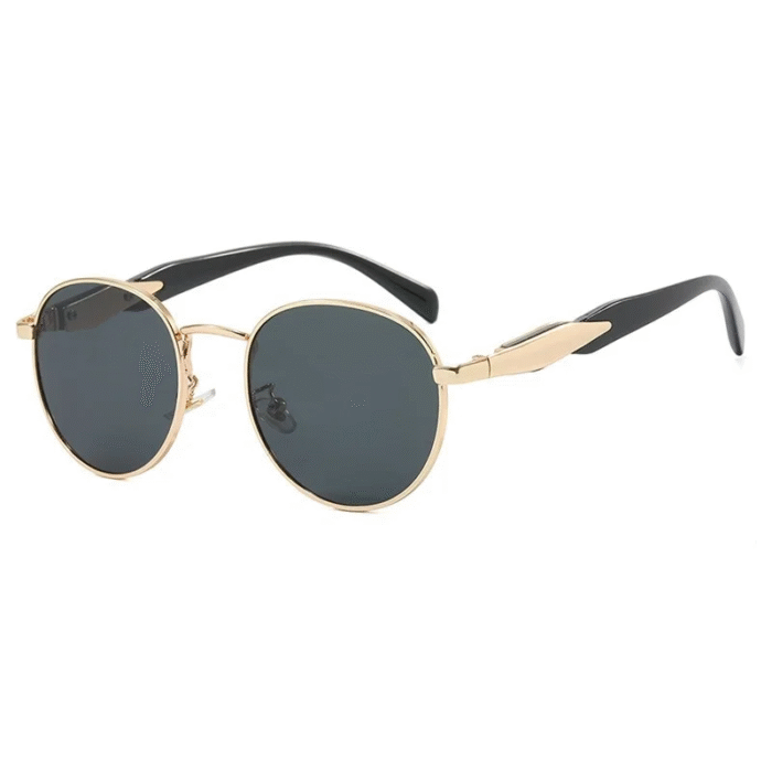 Round Side Gold Metal Sunglasses – gold gray 7
