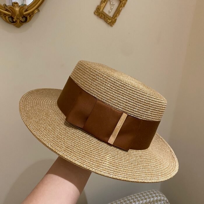 White Straw Flat Top Hat – 11 [1052] 18