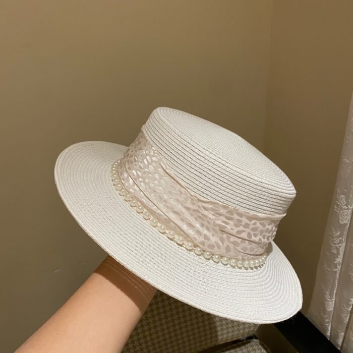 White Straw Flat Top Hat – 8 19