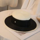 White Straw Flat Top Hat – 15 22