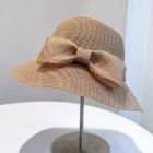 Linen Material Bow Decoration Bucket Hat – Khaki 4