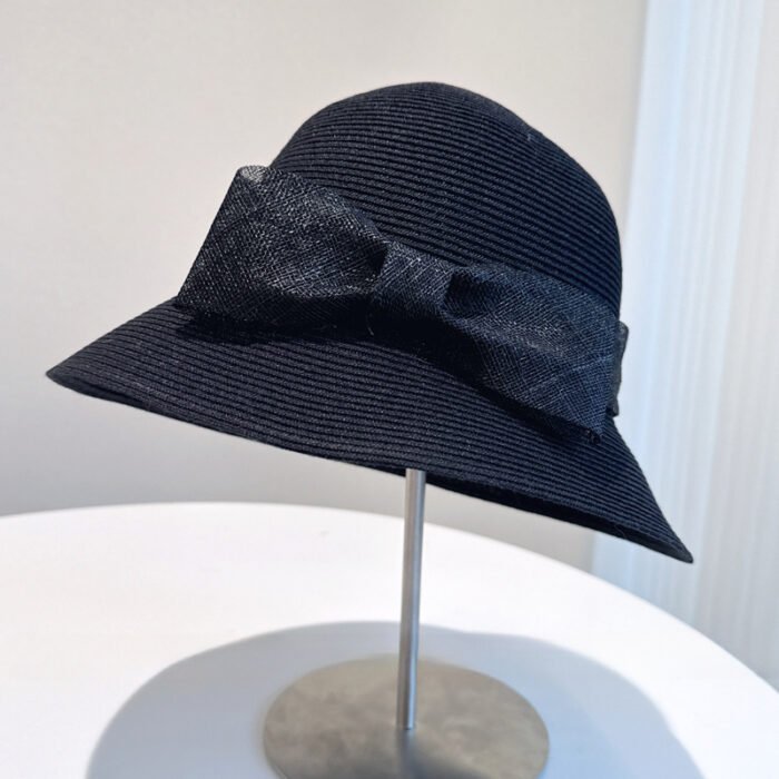 Linen Material Bow Decoration Bucket Hat – Black 5