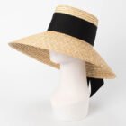 bow ribbon flat top large brim straw hat – 2 4