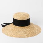 bow ribbon flat top large brim straw hat 5