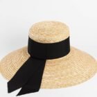 bow ribbon flat top large brim straw hat 6
