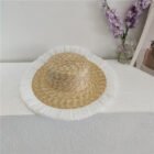 bow ribbon flat top large brim straw hat – 9 10
