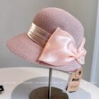 Satin Bow Straw Hat – Pink 3