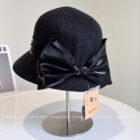 Satin Bow Straw Hat – Black 4