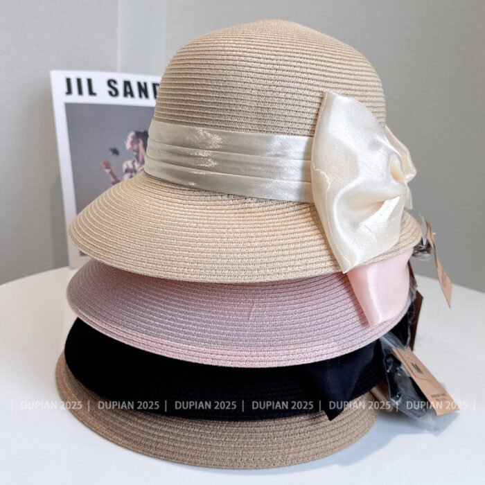 Satin Bow Straw Hat 6