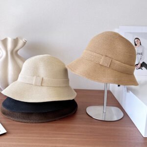 Straw Belt Bucket Beach Hat