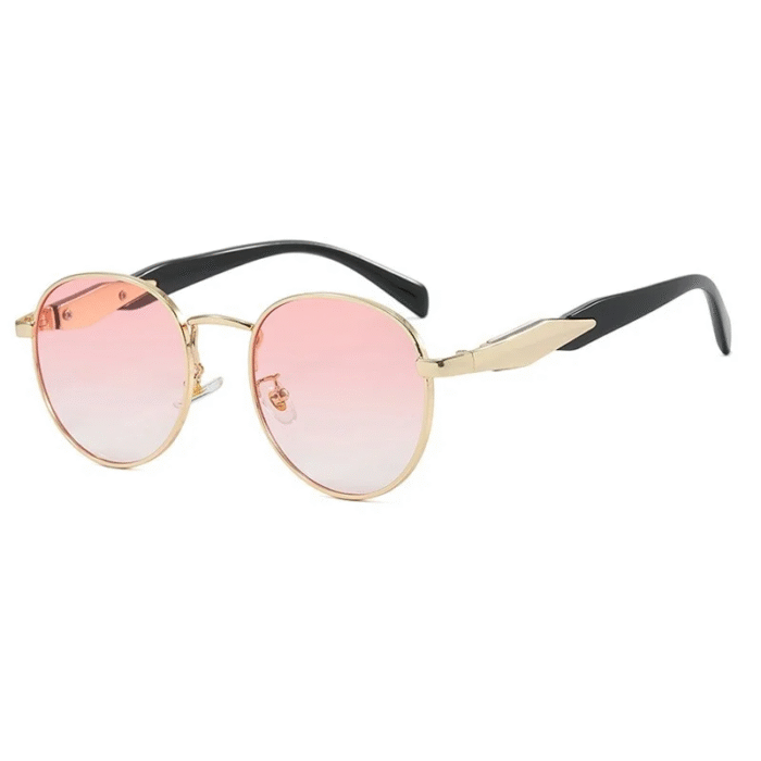Round Side Gold Metal Sunglasses – gold gradient pink 12