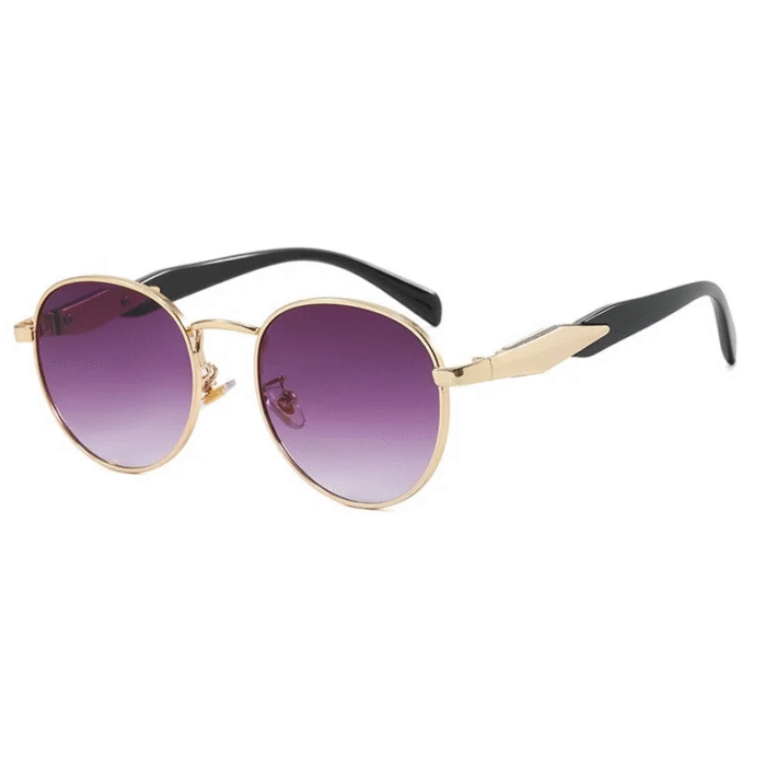 Round Side Gold Metal Sunglasses – gold gradient purple 13