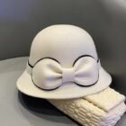 Small Felt Bow Strap Hat – white 4
