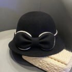 Small Felt Bow Strap Hat – black 6