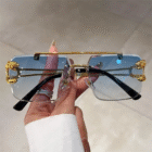 Gold Animal Rimless SunGlasses – Blue 3