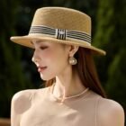 Stripe Straw Flat Hat 2
