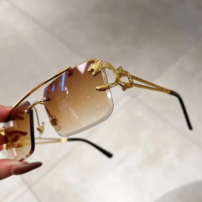 Gold Animal Rimless SunGlasses 4