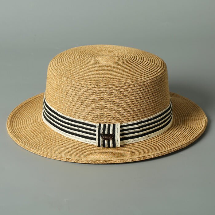 Stripe Straw Flat Hat 5