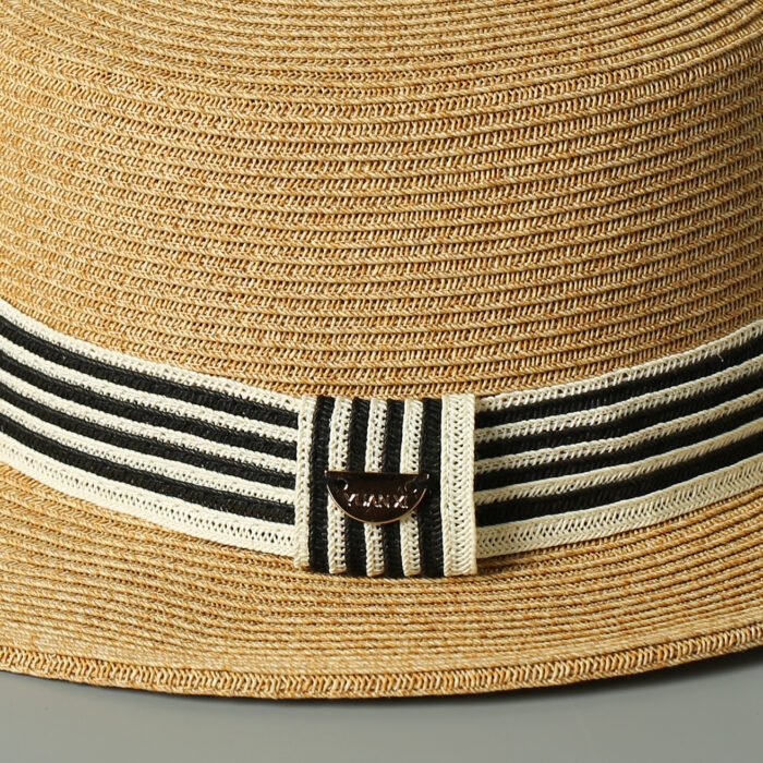 Stripe Straw Flat Hat 6