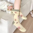 New Women Socks Thin Summer New Fresh Girls Sweet Lace Flower Socks Breathable Hollow Out Ladies Fashion Transparent Socks Comfy 2