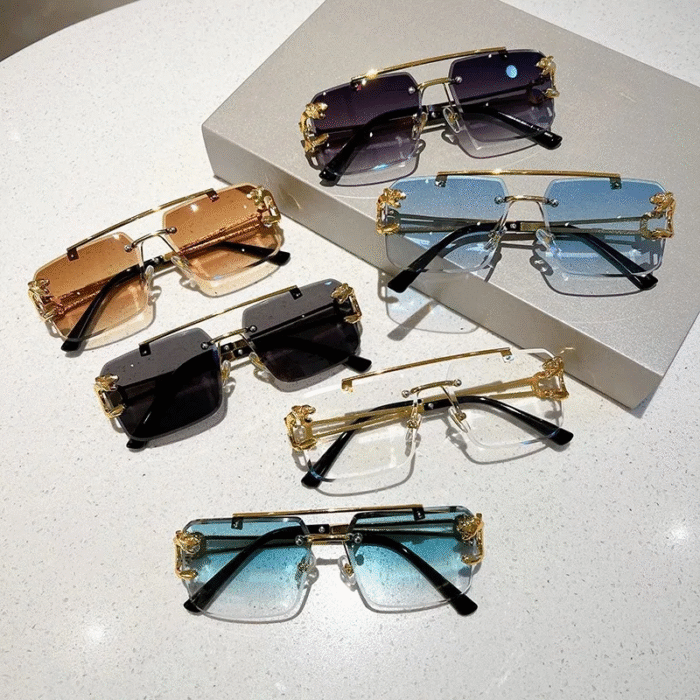 Gold Animal Rimless SunGlasses 5