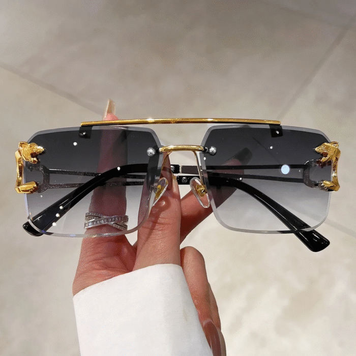 Gold Animal Rimless SunGlasses – Gray 8