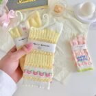 Women Socks Female Japanese Sweet Kawaii Cute Girl Stockings Ruffles Lolita Mesh Breathable Female Thin Middle Tube Socks Summer 5