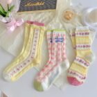 Women Socks Female Japanese Sweet Kawaii Cute Girl Stockings Ruffles Lolita Mesh Breathable Female Thin Middle Tube Socks Summer 8