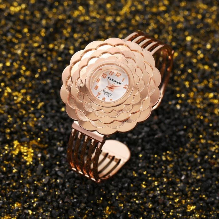 Gold Diamond Flower Dial Wristwatch – A 4