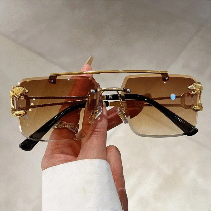 Gold Animal Rimless SunGlasses – Tea 10