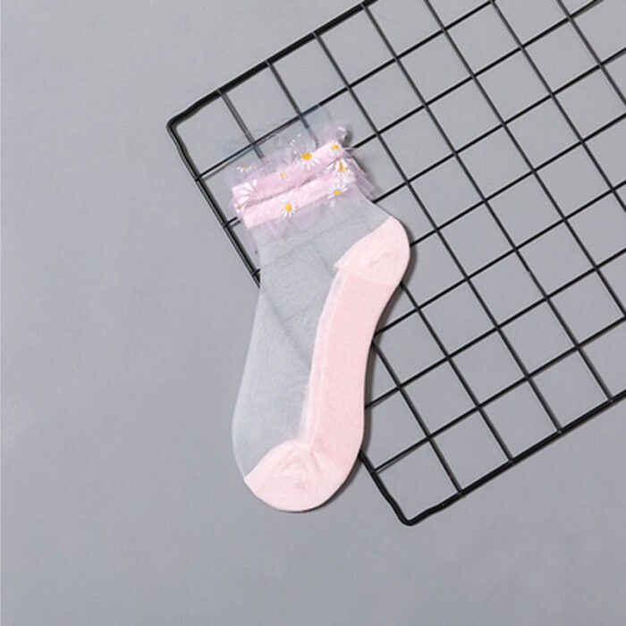 Summer Socks For Women Girls Floral Cool Socks Transparent Silk Like Crystal Casual Sock Floral Girls Elastic Short Female Meias – 6 3