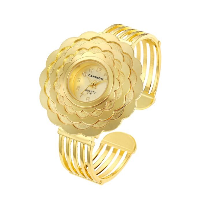 Gold Diamond Flower Dial Wristwatch 5