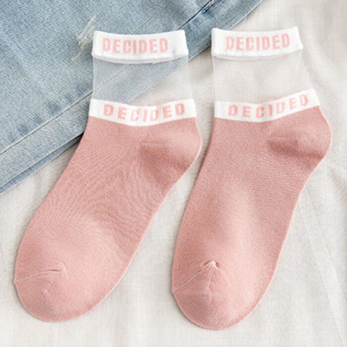 Summer Socks For Women Girls Floral Cool Socks Transparent Silk Like Crystal Casual Sock Floral Girls Elastic Short Female Meias – 16 9