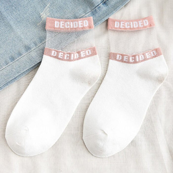 Summer Socks For Women Girls Floral Cool Socks Transparent Silk Like Crystal Casual Sock Floral Girls Elastic Short Female Meias – 18 12