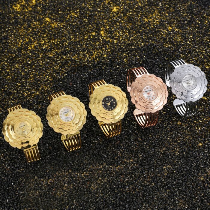 Gold Diamond Flower Dial Wristwatch 6
