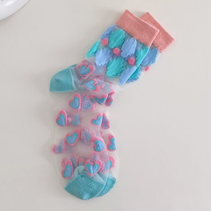 Summer Socks For Women Girls Floral Cool Socks Transparent Silk Like Crystal Casual Sock Floral Girls Elastic Short Female Meias – 3 20